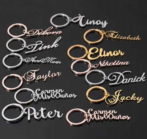 Custom keychain name 个性订制英文名字母钥匙扣来图可定制金属