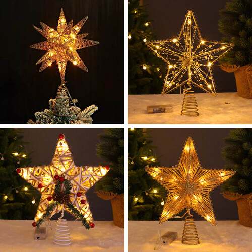 Christmas Tree Top Star Luminous LED Light Iron Pentagon顶星