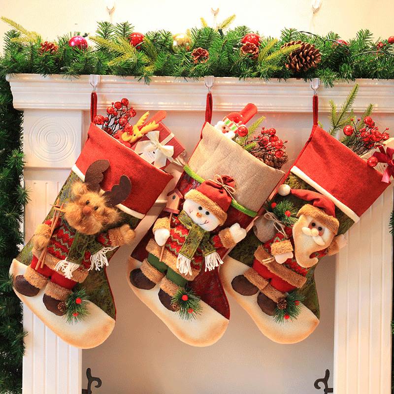 Christmas Socks Gift Bag Old Man Snowman 3D Christmas Socks