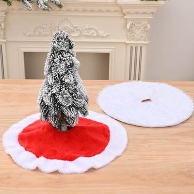 New Christmas Decorations Mini Fluffy Tree Skirt Red White