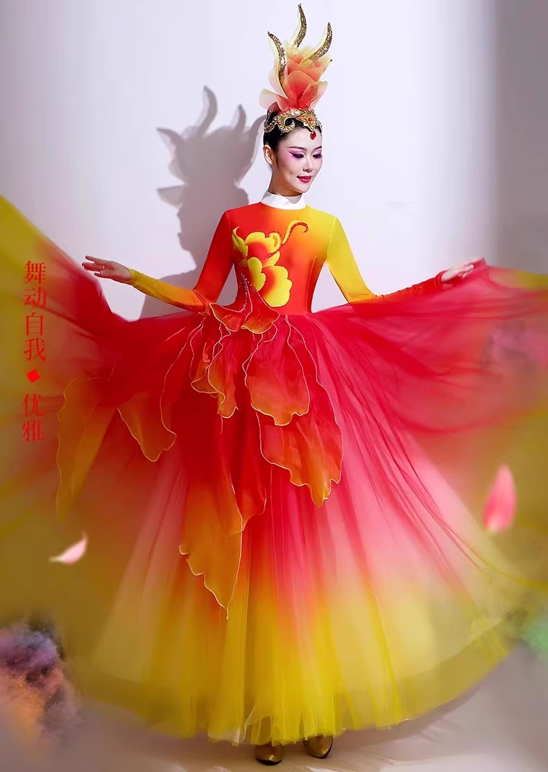 开场舞大摆裙演出服女大气盛世花开舞台歌伴舞大裙子大型舞蹈服装