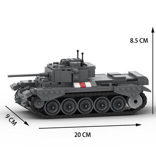 创意MOC军事二战英军克伦威尔巡洋坦克战争火炮武器拼装积木玩具
