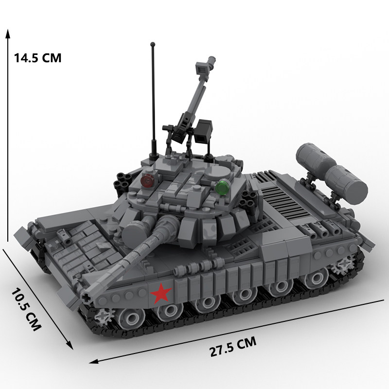 MOC创意二战军事苏军战争武器T-72重型坦克火炮拼装积木模型玩具