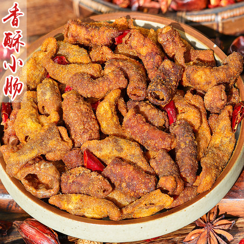 香酥猪小肠香味浓郁酥脆爽口解馋