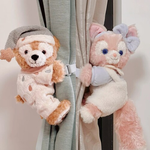 迪士尼达菲玲娜贝儿懒懒系列窗帘绑带扣毛绒公仔窗帘装饰新车礼物