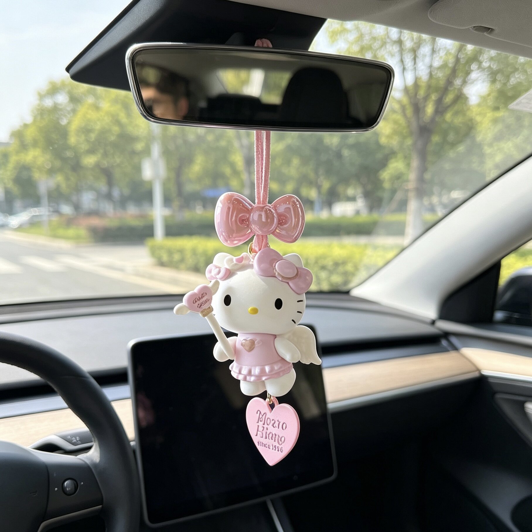 可爱kitty汽车挂件女车载后视镜挂饰钥匙扣少女心装饰高颜值新款