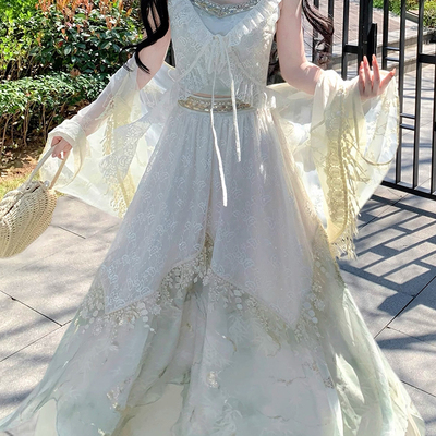 优雅气质高级感蕾丝绣花上衣高腰半裙开衫三件套装女2025夏季新款
