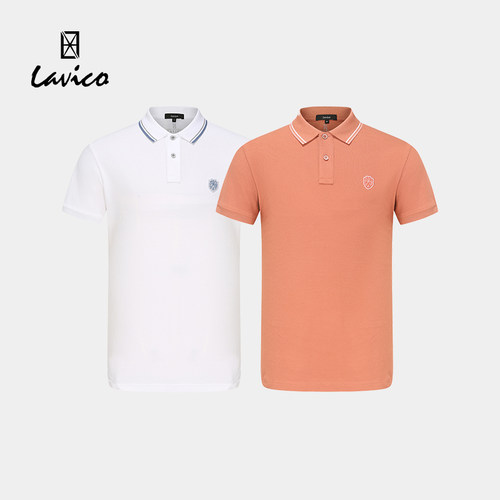 【商场同款】Lavico/朗维高男士时尚商务翻领棉质短袖T恤男通勤