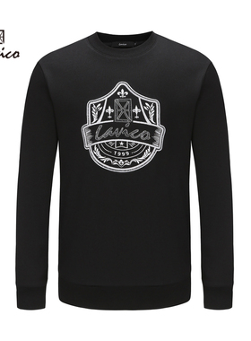 【商场同款】Lavico/朗维高男士新商务黑色圆领长袖卫衣秋款男装