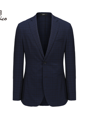 【商场同款】Lavico/朗维高深蓝色泡泡纱时尚休闲西服男职业外套