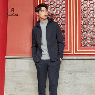朗维高时尚 Lavico 连帽单排三粒扣针织休闲西服男 商场同款