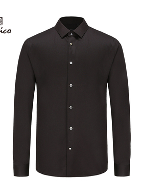 【商场同款】Lavico/朗维高男士长衬黑色商务休闲长袖衬衫男
