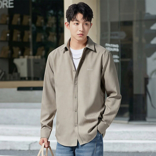 朗维高翻领中性复古长袖 Lavico 衬衫 韩版 青年 修身 特惠清仓