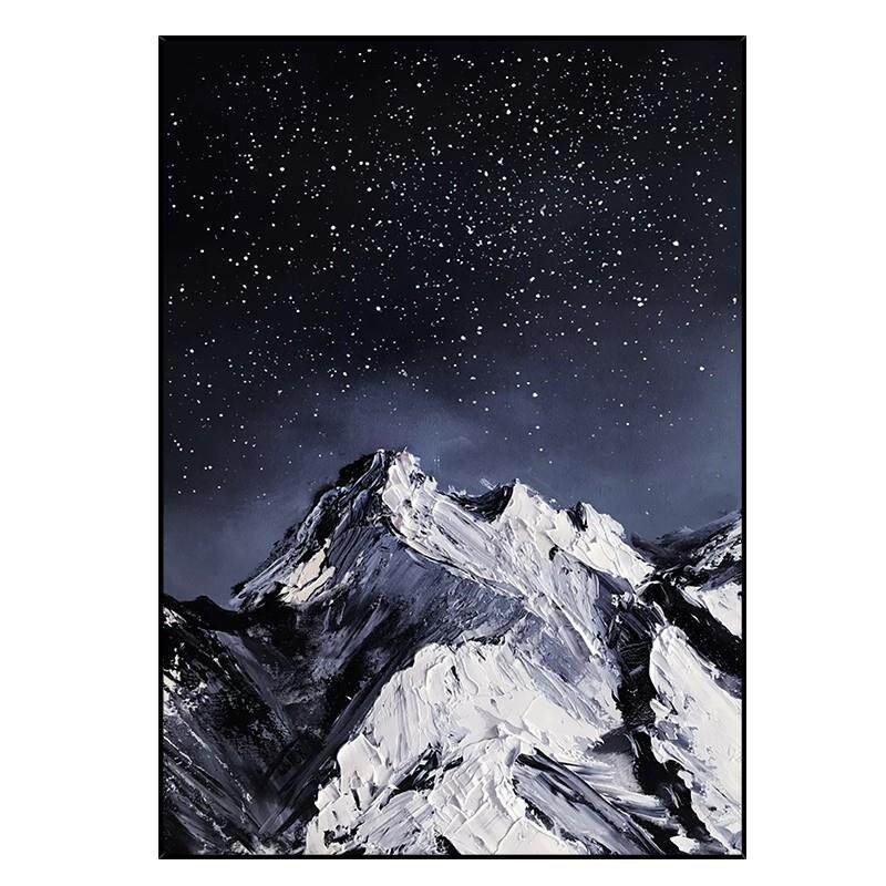 手绘油画《山河星空》客厅沙发背景墙装饰画玄关挂画轻奢立体抽象