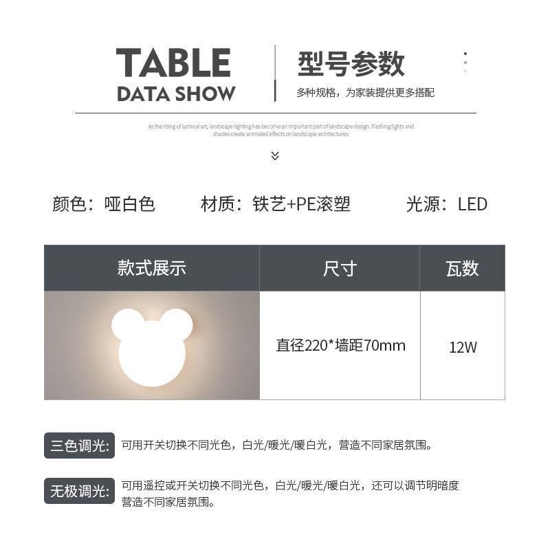 奶油风小熊壁灯创意卡通儿童房卧室床头灯女孩房间背景墙装饰壁灯