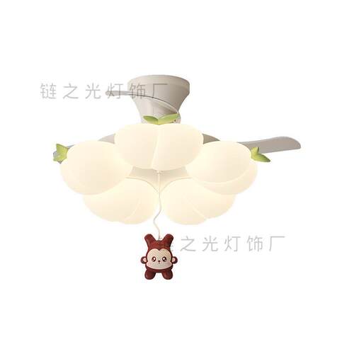 2025新款奶油风儿童房风扇灯卡通护眼静音云朵电扇餐厅卧室房间灯
