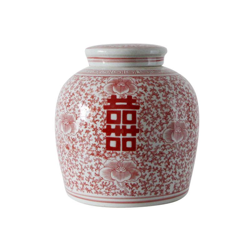 欧式陶瓷花摆件客厅插花手绘喜字电视柜摆设新年花艺餐桌装饰品