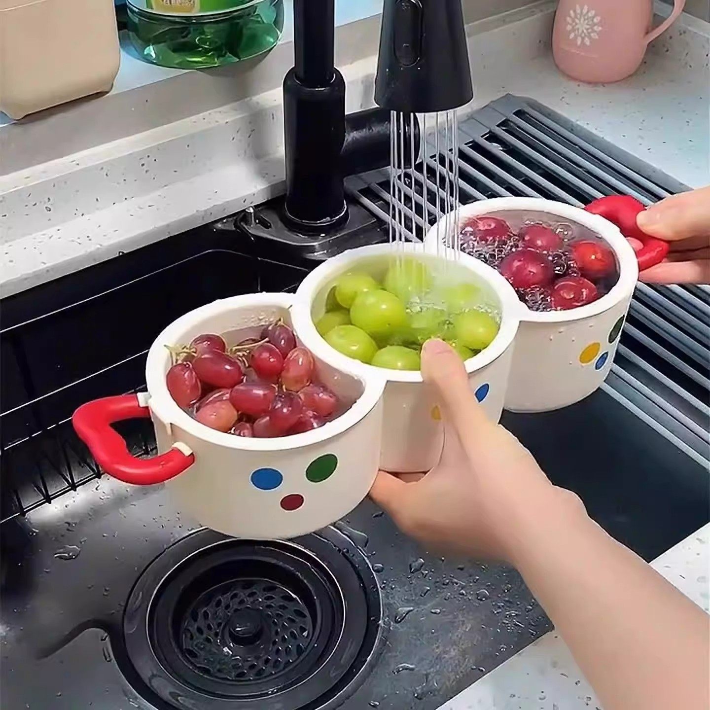 【下单立减50】多巴胺双层果盘沥水篮家用客厅桌面茶几摆放盘分格,家装主材,其它,淘宝优惠券,粉丝福利购,淘宝优惠卷