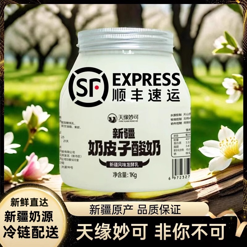 天缘妙可新疆奶皮子酸奶1kg*2桶装全脂冷链梅婷颖儿小红书同款