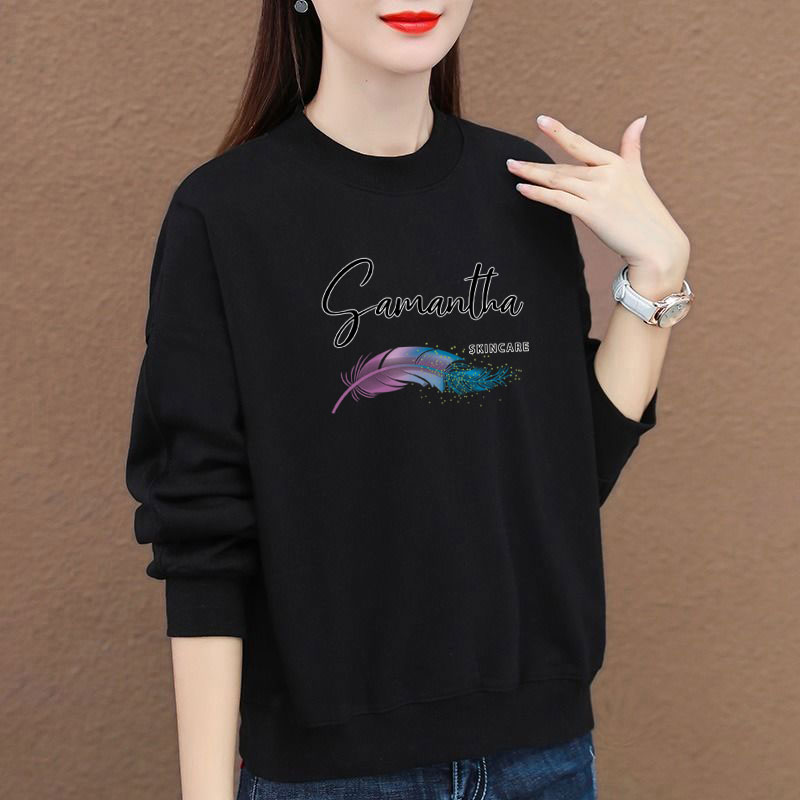 皆境加绒加厚长袖打底衫秋冬女装韩版宽松圆领上衣服大码卫衣女潮