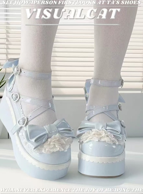 洛丽塔小皮鞋lolita鞋女日系软妹jk夏季新款厚底蝴蝶结玛丽珍鞋子