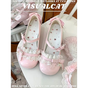 VISUALCAT 原创中跟圆头lo鞋日系洛丽塔甜美lolita鞋玛丽珍单鞋女