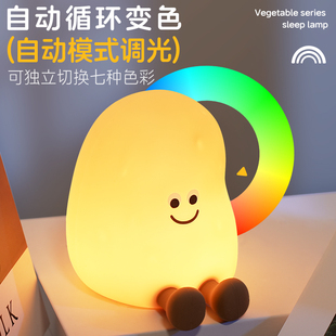 欧吉熊卡通土豆小夜灯硅胶自动循环变色可爱调光七彩睡眠灯伴睡灯