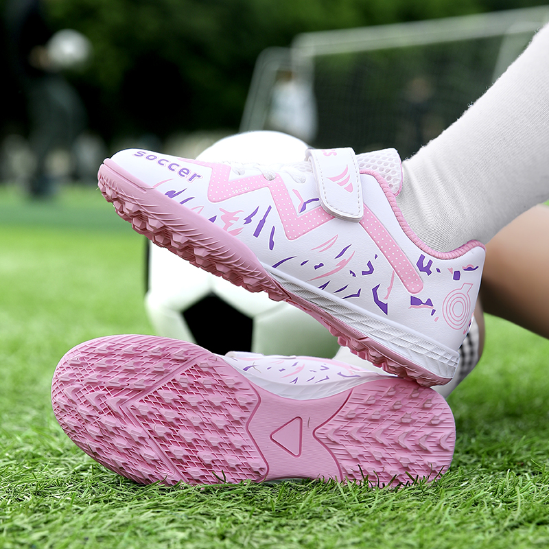 专业女款足球鞋碎钉TF魔术贴女中小学生比赛训练鞋儿童运动鞋人草