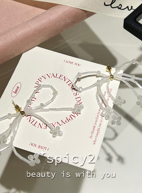 spicy2 柔雾倾城 少女公主风串珠蝴蝶结耳环小清新甜美气质耳饰女