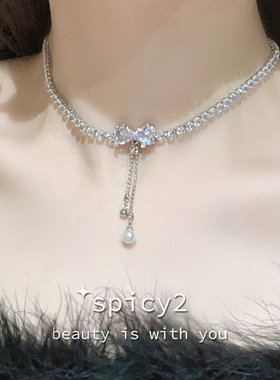 贵气千金小众锁骨链爱心蝴蝶结