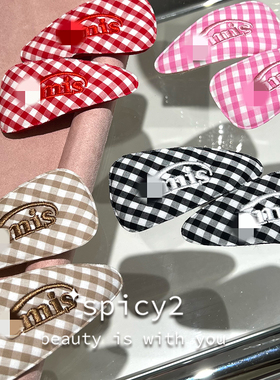 韩国ins学院风格子刺绣BB发夹小众甜美时尚明星同款刘海发饰边夹