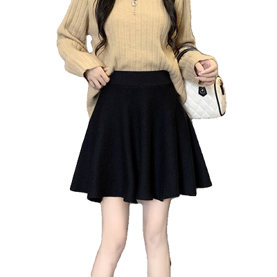 大码针织高腰a字伞裙辣妹短裙女
