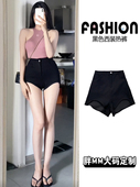 不规则辣妹包臀短裤 a字热裤 女秋冬大码 胖mm性感高腰显瘦黑色西装