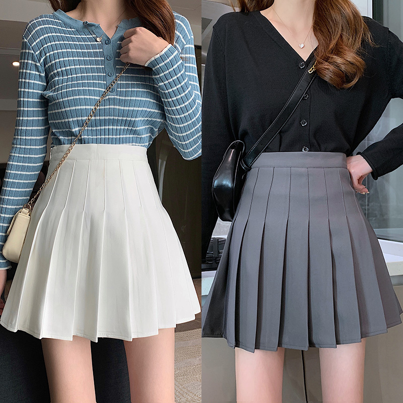 春夏大码百褶裙黑色胖mm防走光