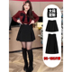 大码 黑色不规则西装 半裙女春装 梨型身材遮胯显瘦高腰百褶a字短裙
