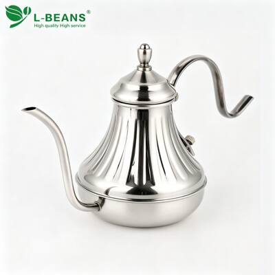 L-BEANS 不锈钢宫廷壶 手冲咖啡壶细口滤泡壶细口手冲壶银色450CC