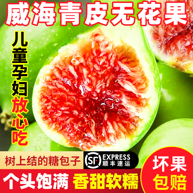 威海青皮无花果当季鲜果山东特产孕妇水果3-4斤现摘大果顺丰空运