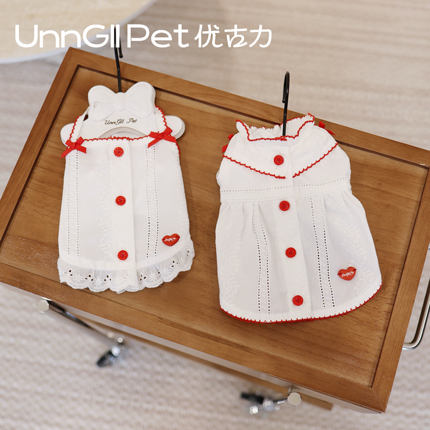 UnnGllPet优古力原创春夏重工法式镂空刺绣吊带裙花边宠物狗衣服
