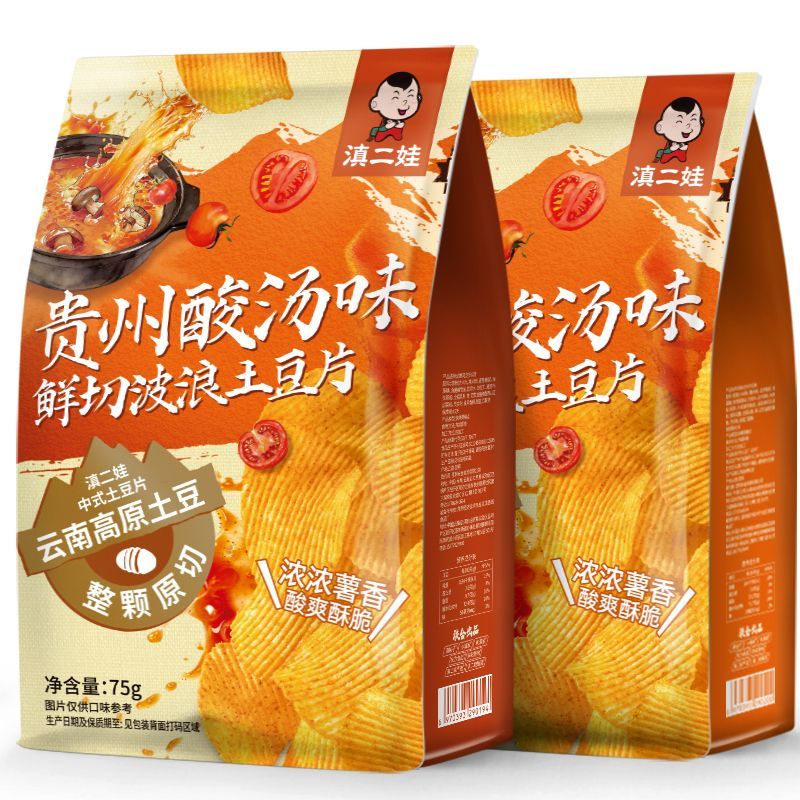 滇二娃贵州酸汤味鲜切波浪土豆片图片
