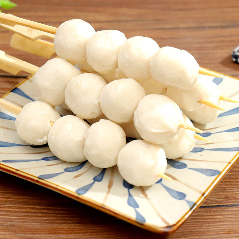 鱼丸30串/包手工实心鱼肉丸串串火锅食材麻辣烫关东煮食材鱼丸子