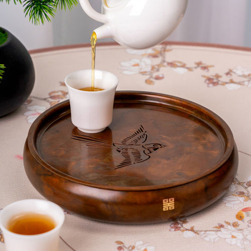 铜木香铜茶盘高档复古手工染色壶承家用储水式干泡台中式功夫茶具