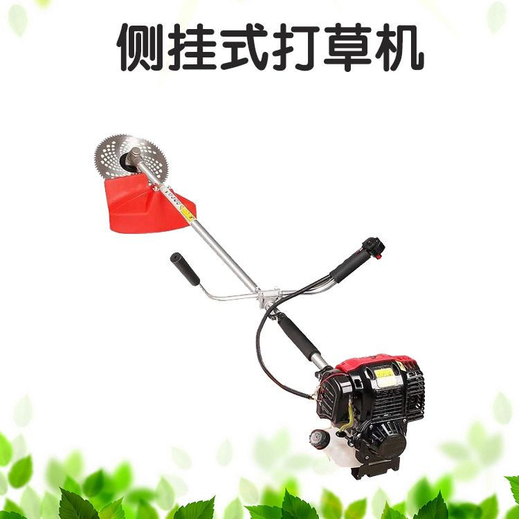 侧挂单肩背带打草机 汽油二冲程便捷割草机 农田小麦收割机械图片