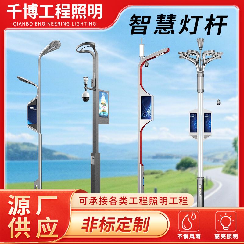 加工智慧路灯城市监控充电广播综合多功能灯杆新农村建设智慧路灯