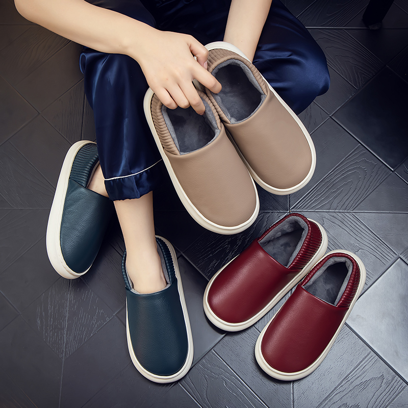 全包带跟拖鞋男女秋冬季居家用室内厚底防滑绒毛保暖鞋1119h