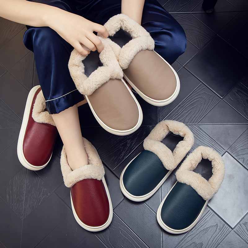 秋冬季居家用拖鞋男女室内防滑包跟情侣家居保暖面鞋1119h