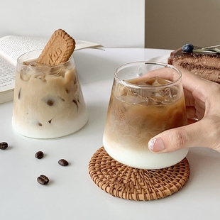 富士山玻璃杯ins风耐热牛奶杯咖啡杯家用水杯啤酒杯果汁杯子 日式
