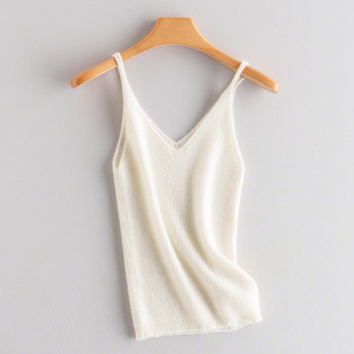 福利款性价比高Pure Cashmere100%纯山羊绒女吊带背心V领设计修身