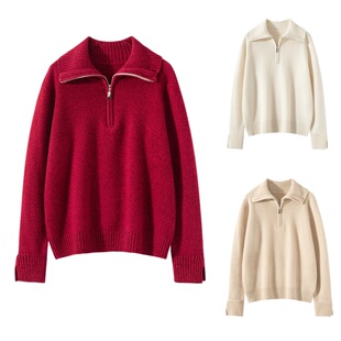 就是这么好看大翻领半拉链100%纯山羊绒2025秋冬打底针织衫LP同款
