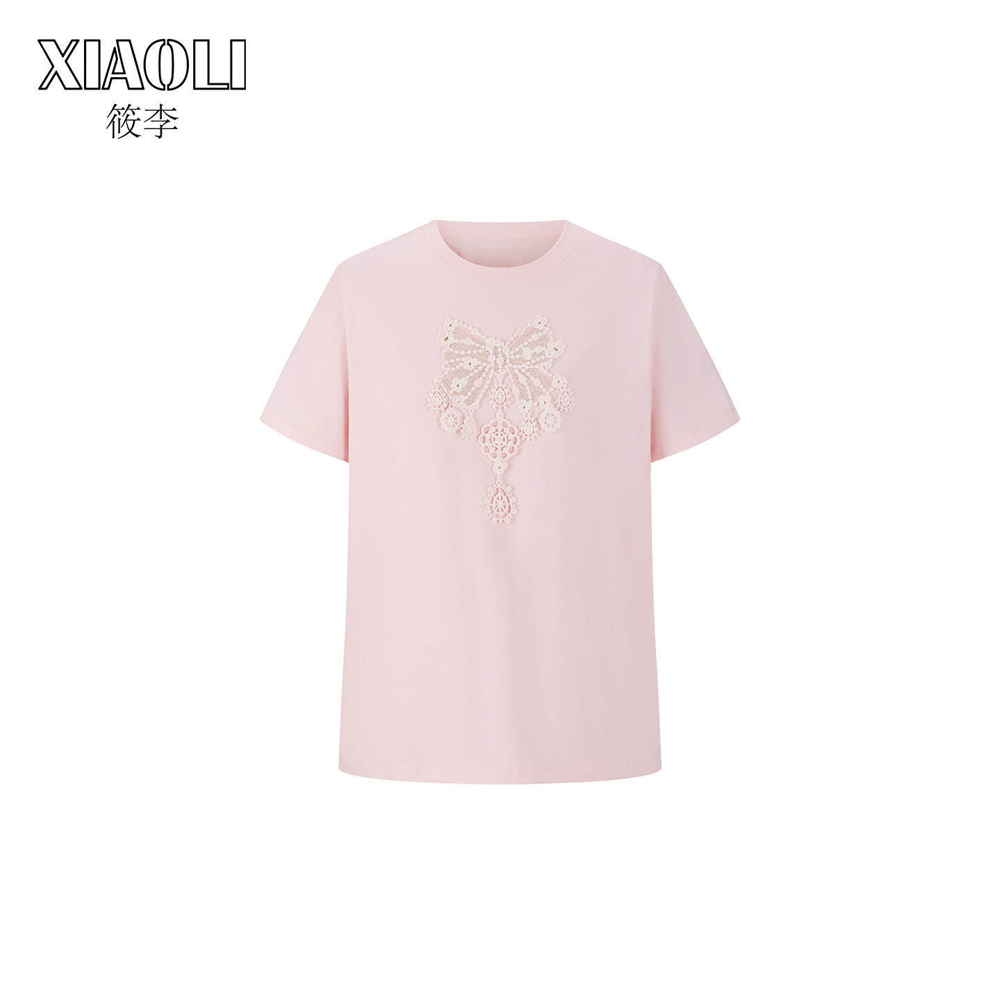 短袖休闲全棉可爱镂空蝴蝶结T恤
