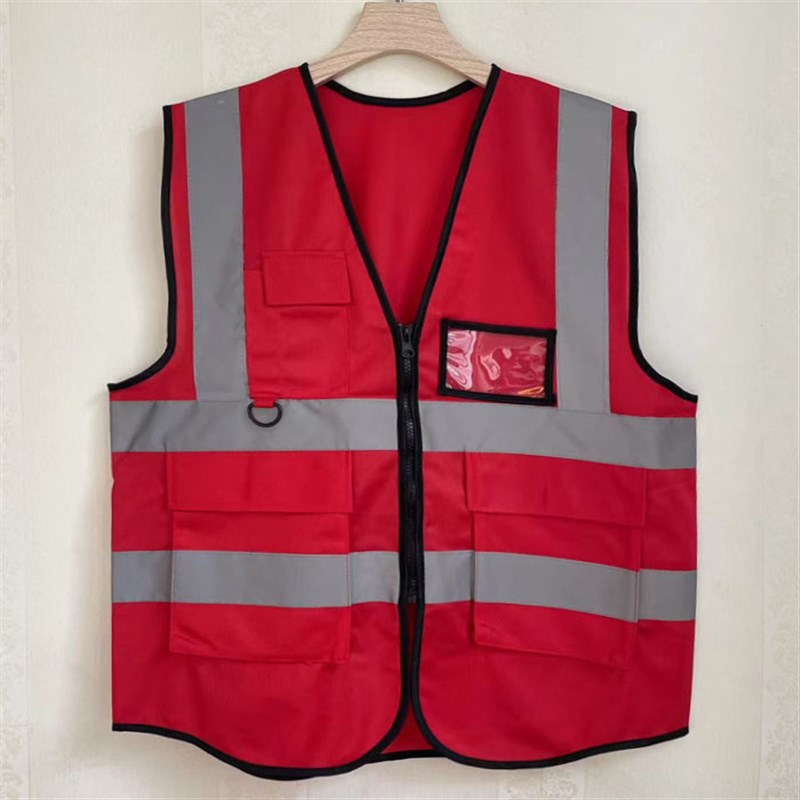 反光马甲工程荧光交通安全衣服骑行外套建筑工人夜间紫色多口袋